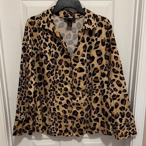 Lane Bryant Leopard Print Button-Down Shirt